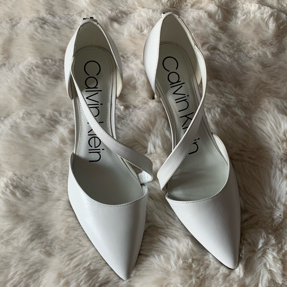 Calvin Klein White Stiletto Heel Pumps, Size 8.5, NEW